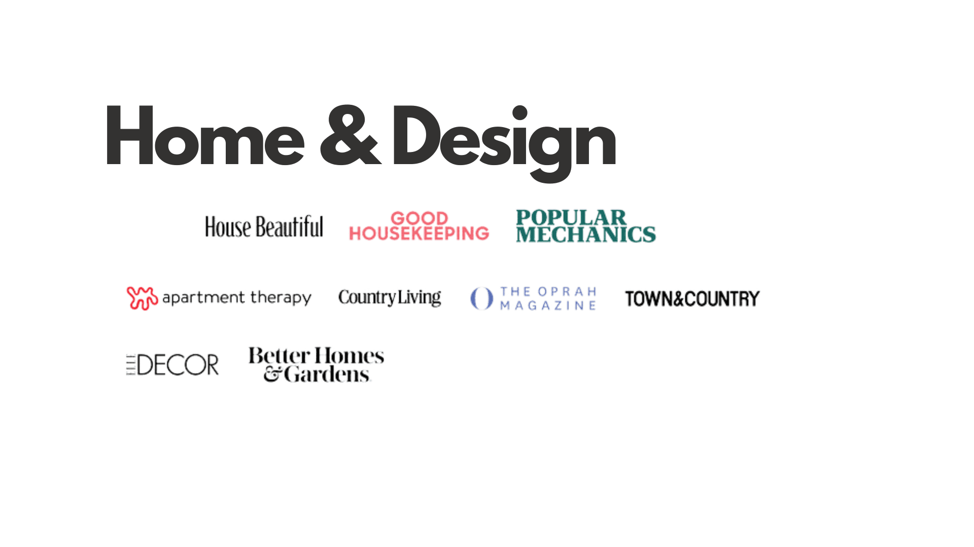 Logos of various home and design publications on a blue background.